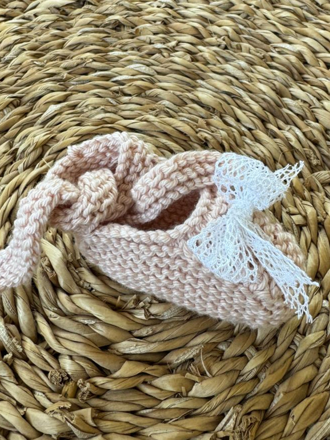 Patuco rosa cinta bolillo