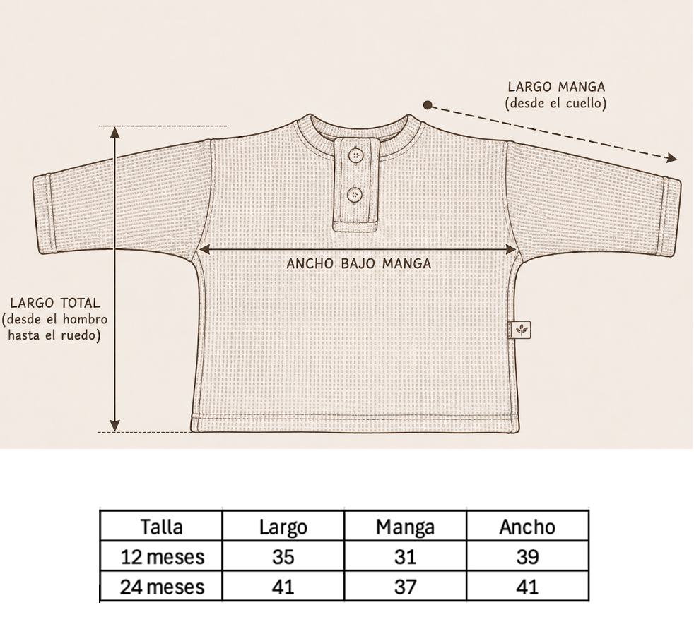 Polera Wafle Manga Larga