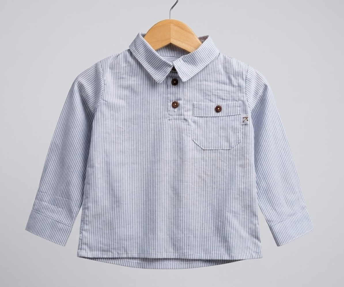 Camisa Tomás Rayas Blanco Gris