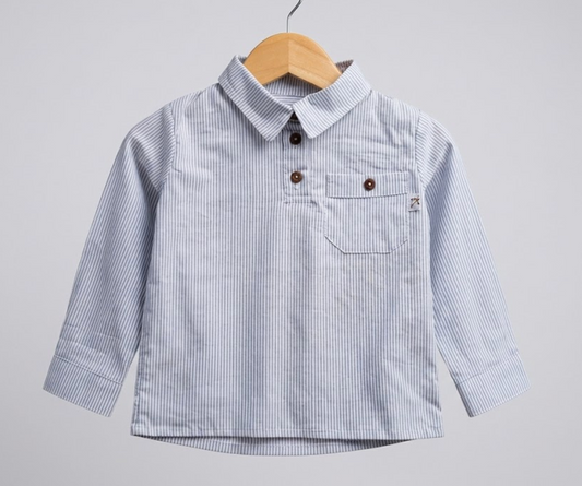 Camisa Tomás Rayas Blanco Gris
