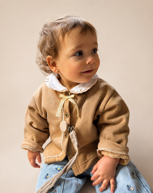 Polerón Niña Botones Beige