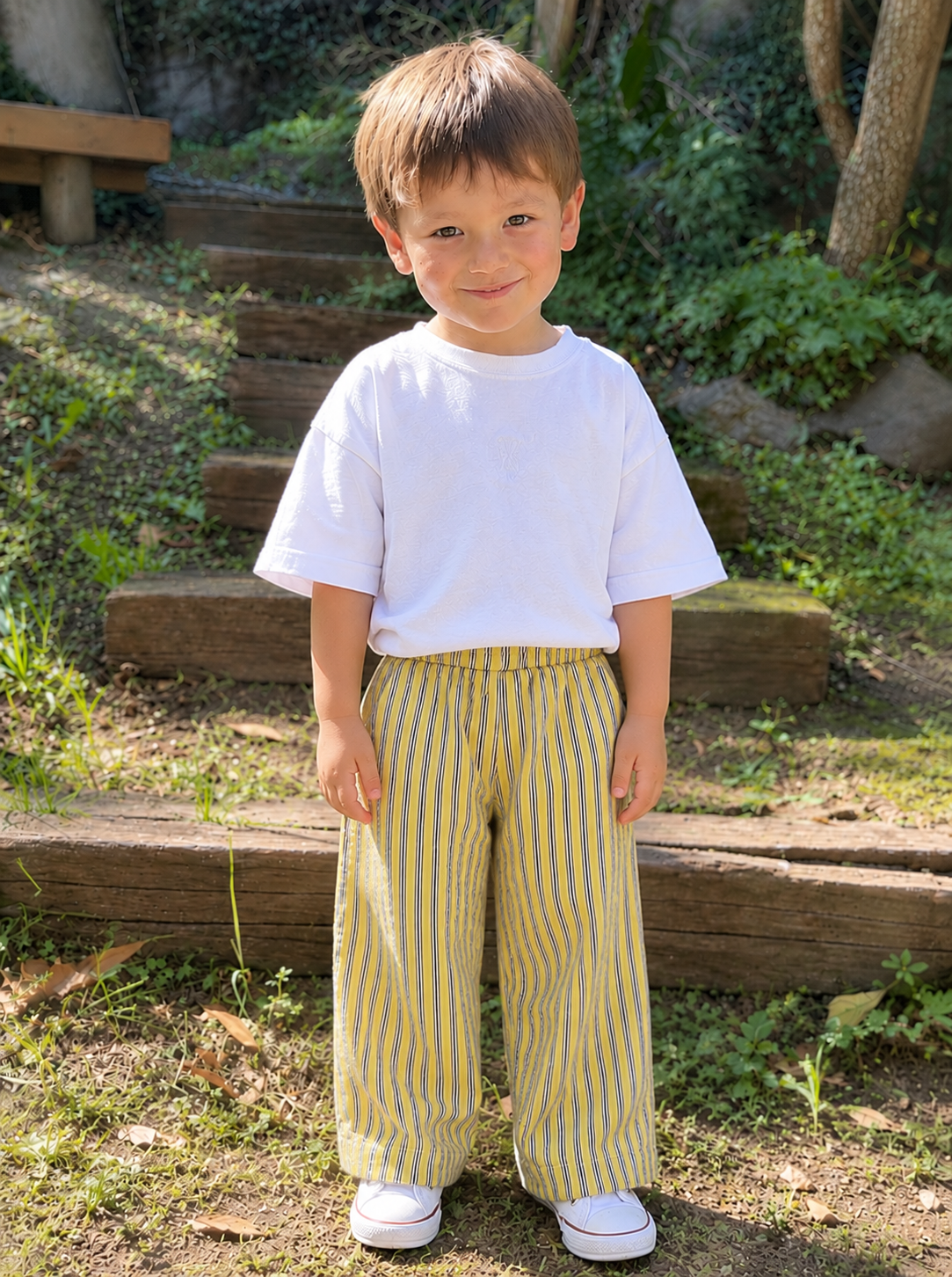 Pantalón Parche Rayas Amarillo / Azul