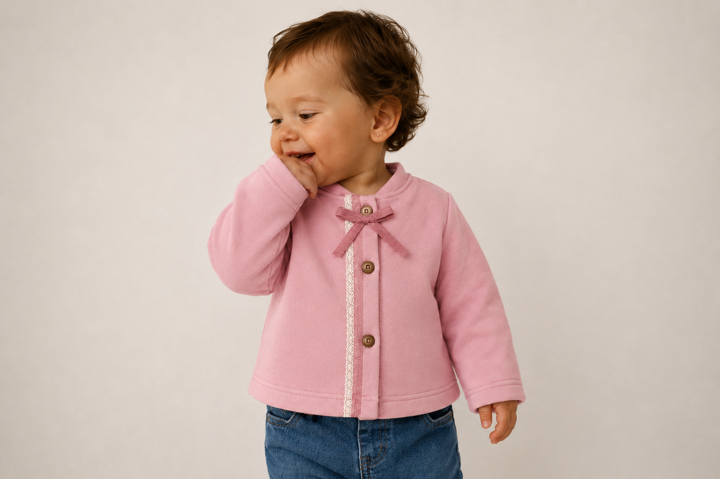 Polerón Niña Botones Malva