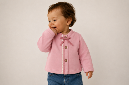Polerón Niña Botones Malva
