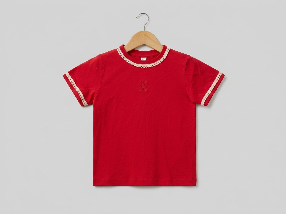 Polera    Rojo/ Bolillo Beige