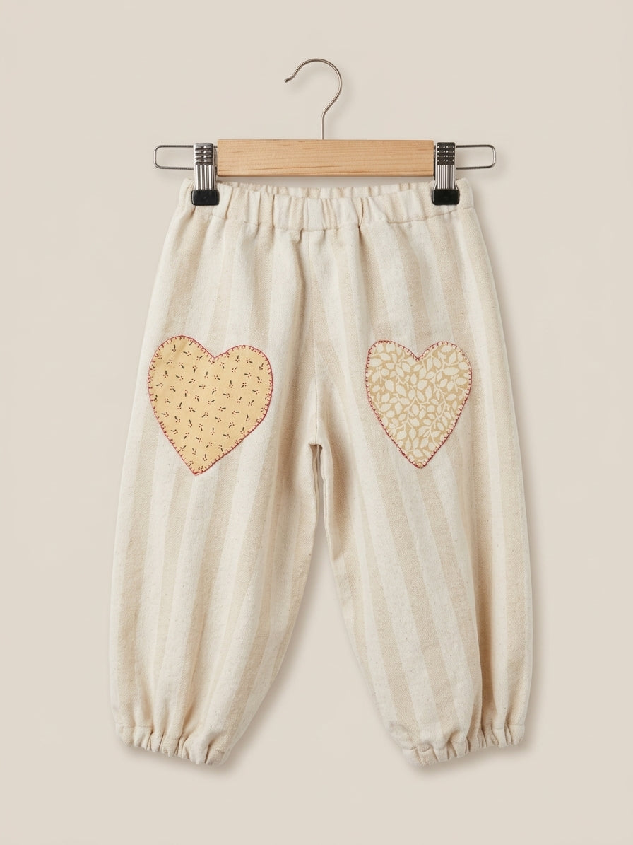 Pantalones Bombacho PLAYA, Corazones Mostaza