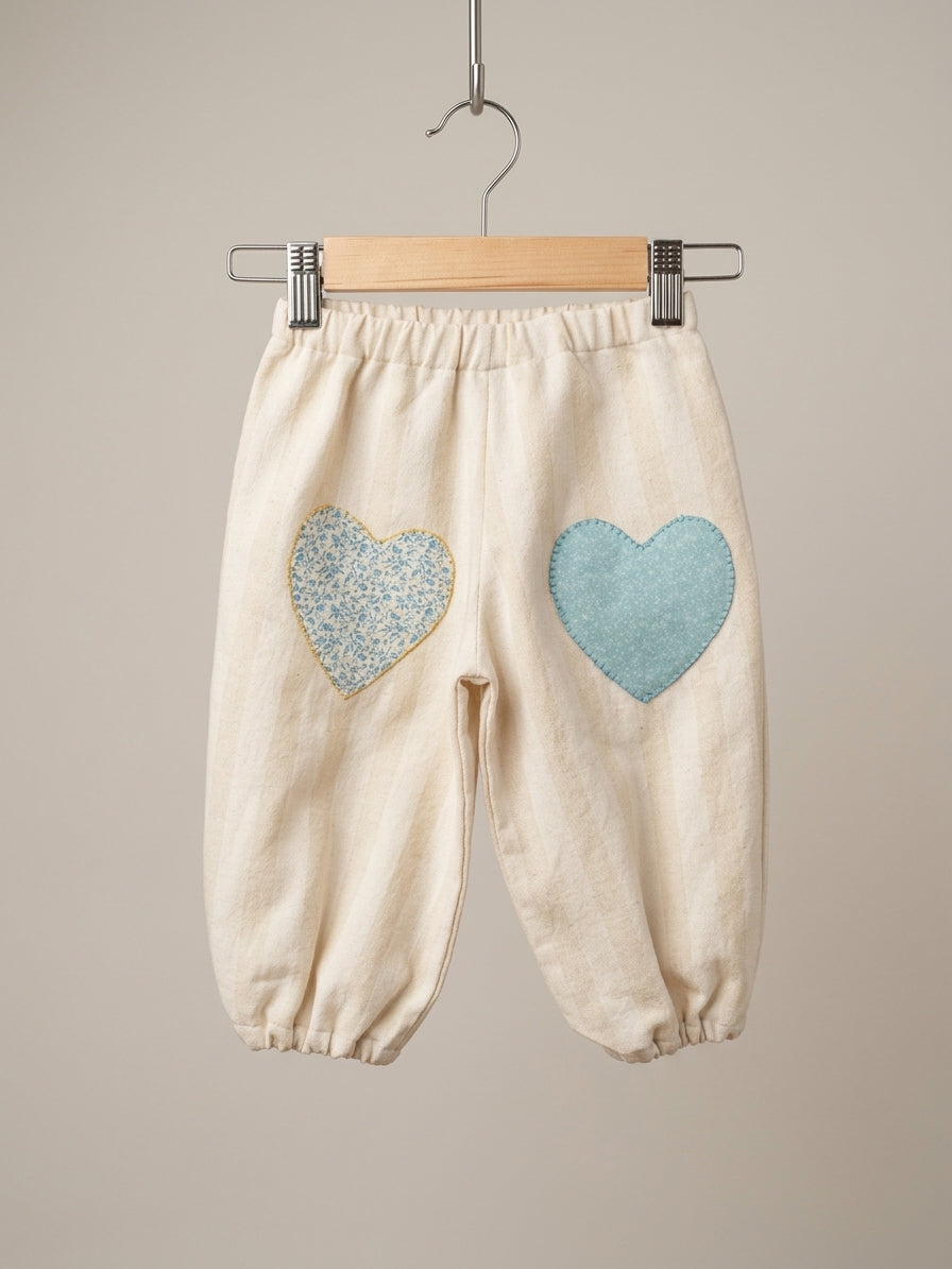 Pantalón Bombacho PLAYA, Corazones Celestes