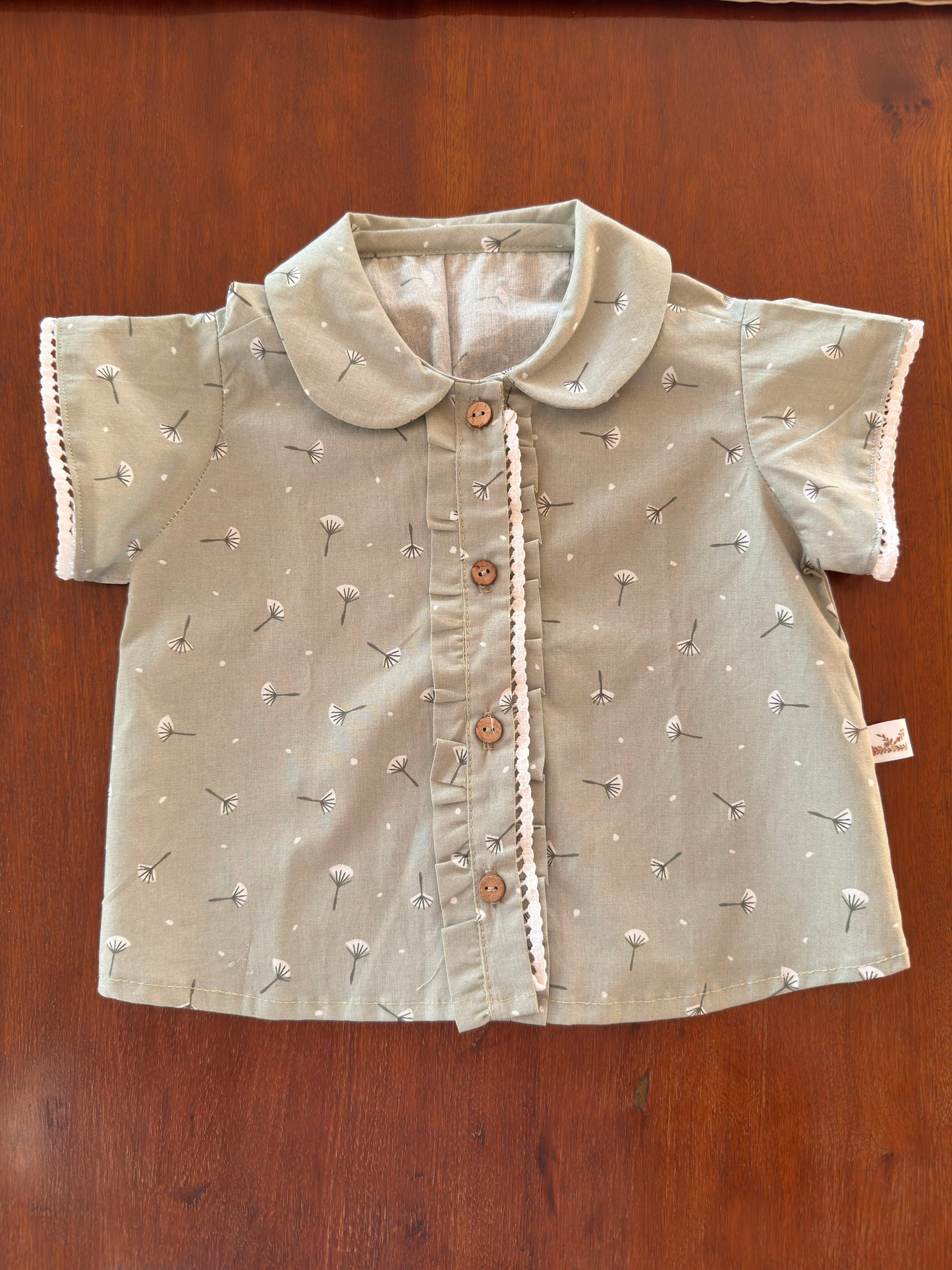 Blusa Niña Manga Corte Verde Musgo