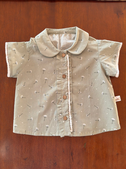 Blusa Niña Manga Corte Verde Musgo