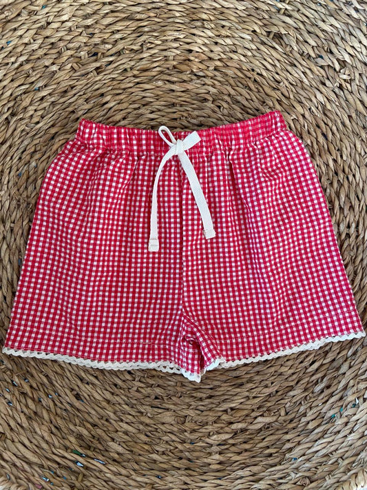 Shorts Broderie  Vichy Rojo $12.990