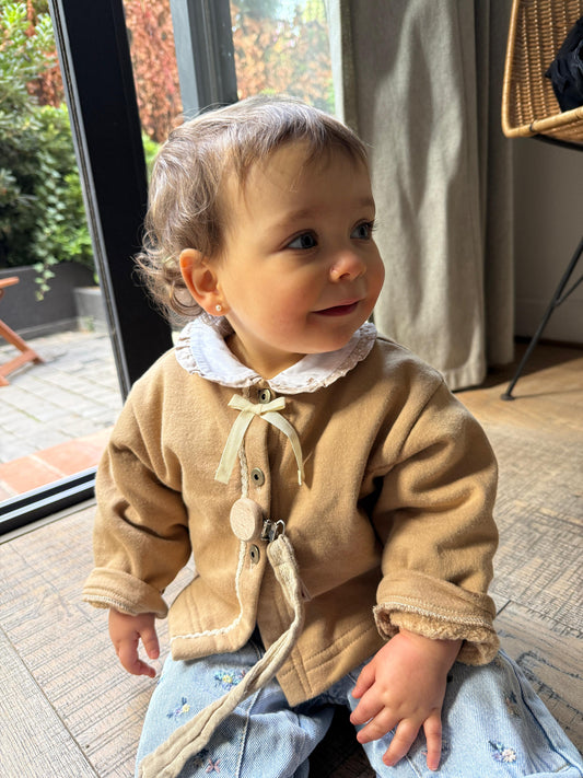 Polerón Niña Botones Beige