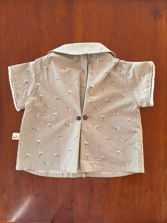 Blusa Niña Manga Corte Verde Musgo