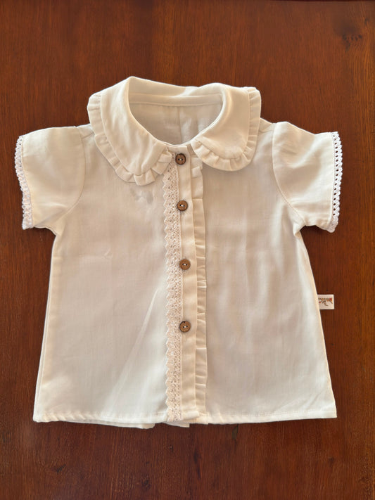 Blusa Niña Manga Corta Blanca