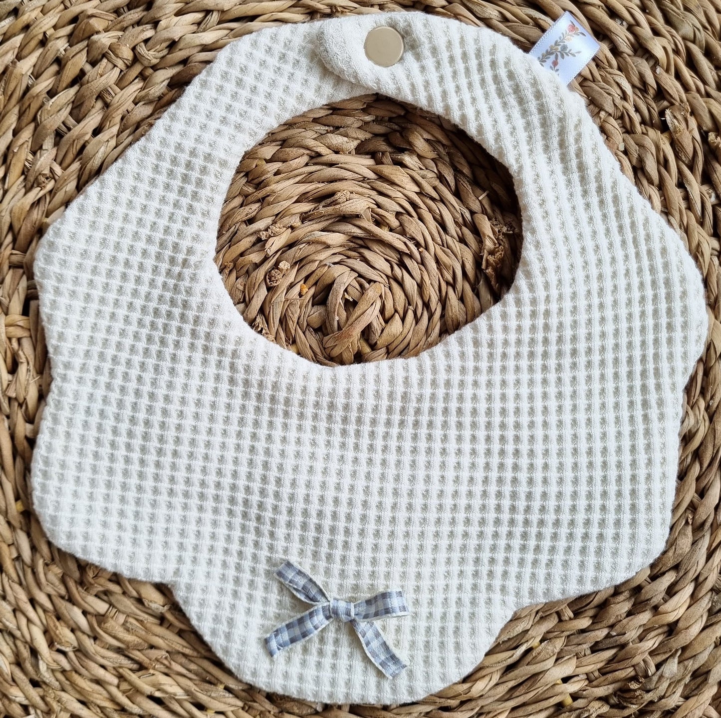 Babero Emilia blanco cinta vichy