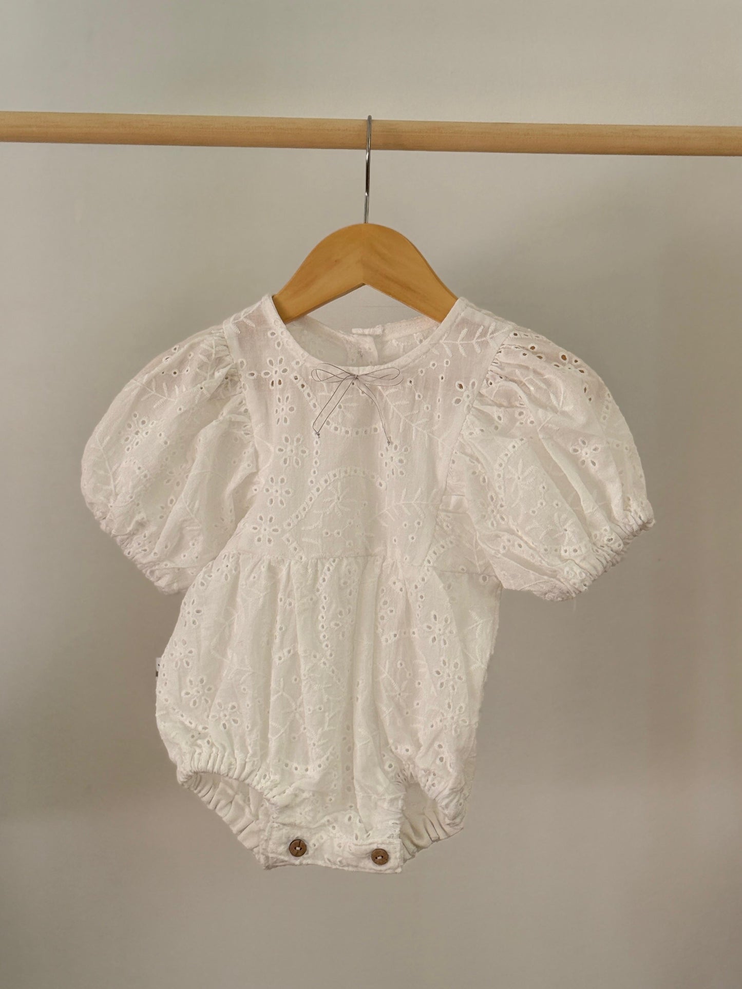 Bombacho manga corta broderie  blanco