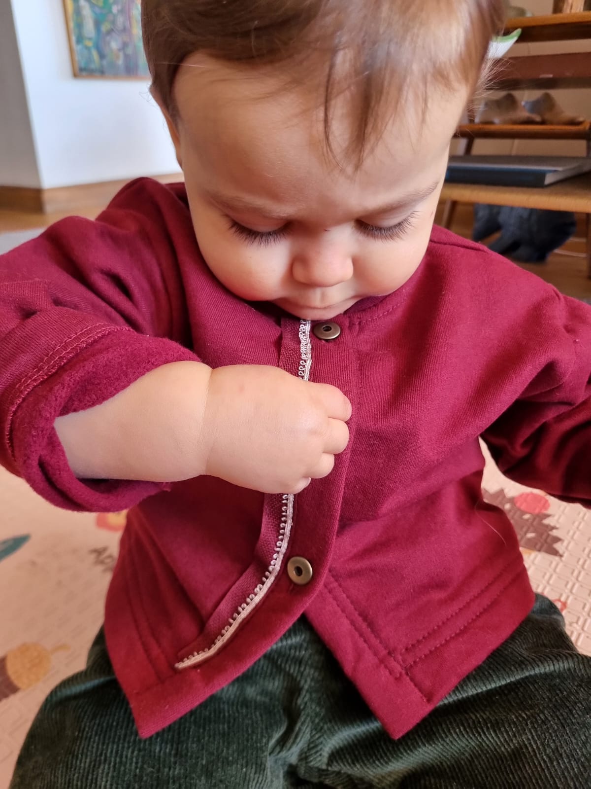 Polerón Niña Botones Burdeo