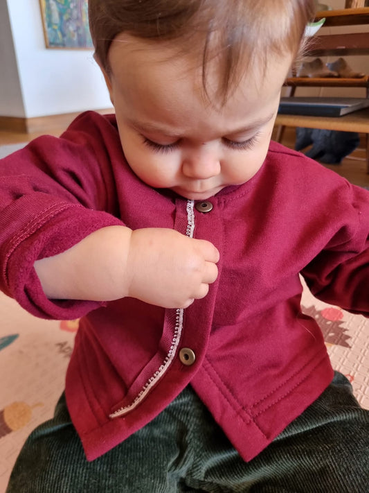 Polerón Niña Botones Burdeo